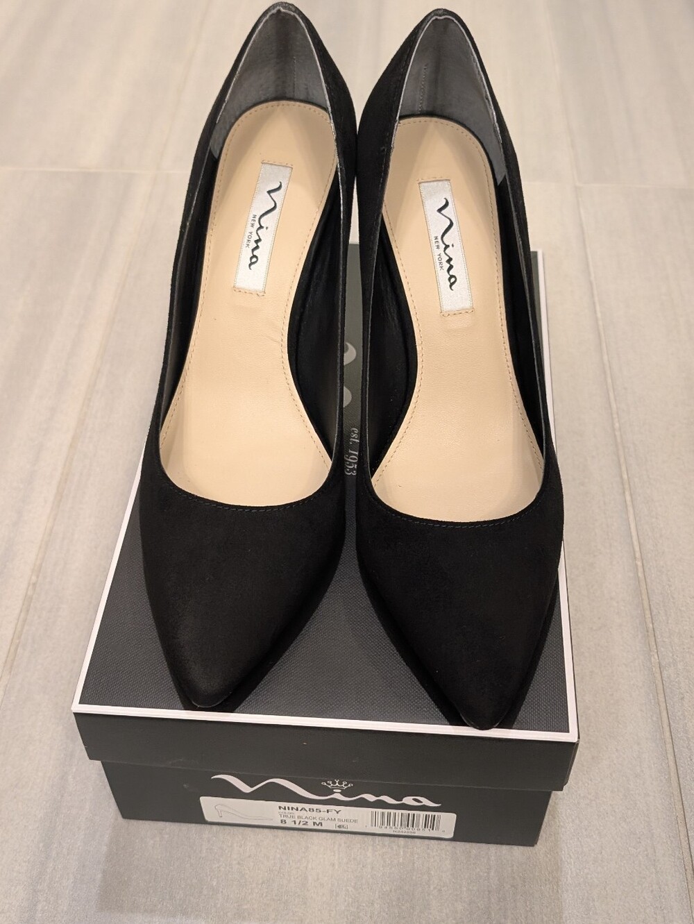 Nina Black Glam Suede Pumps - NIB